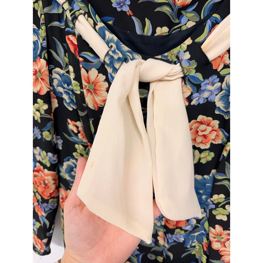 VTG Cynthia Rowley GORGEOUS Floral Long Sleeve Dress w/ Tie Bodice SZ 8 EUC - Picture 4 of 11